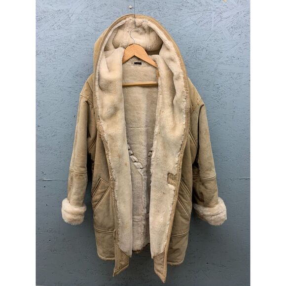 Charles Klein Jacket Genuine Leather Tan Full Sherpa Lined Heavy Duty Size Small - Picture 1 of 16